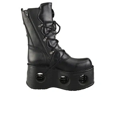 Pre-owned New Rock Rock Space Metallic Neptuno Boots Unisex Black Platform Boots - 8 Us In Gray