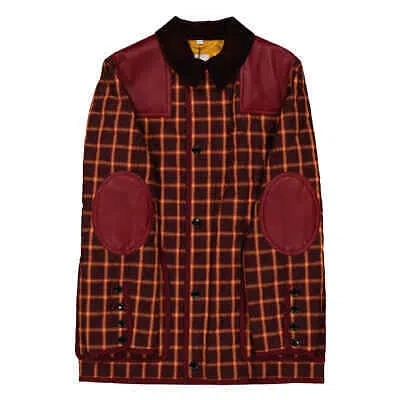 Pre-owned Burberry Men's Burgundy Check Reversible Quilted Jacket In Red