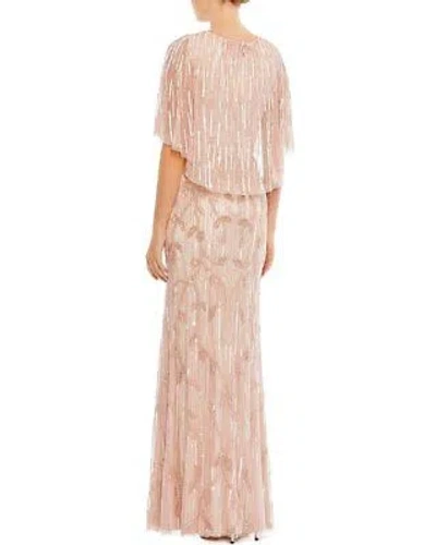 Pre-owned Mac Duggal Embellished Cap Sleeve Faux Wrap Trumpet Gown Women's In Pink