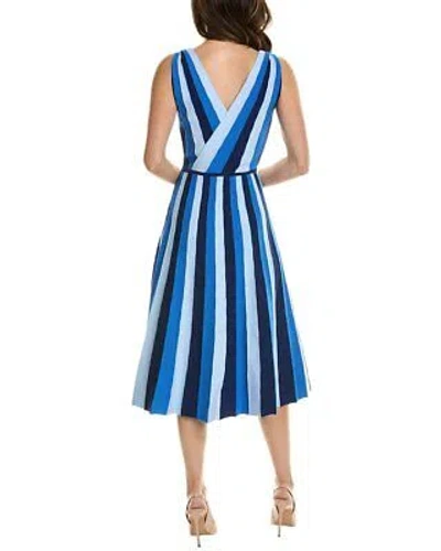 Pre-owned Carolina Herrera Striped A-line Dress Women's In Blue