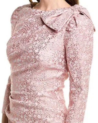 Pre-owned Teri Jon By Rickie Freeman Metallic Jacquard Gown Women's Pink 18