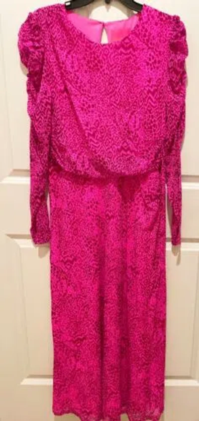 Pre-owned Lilly Pulitzer Preslie Mesh Midi Dress Med, Xl In Cerise Pink Pattern Play