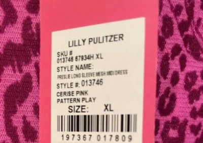 Pre-owned Lilly Pulitzer Preslie Mesh Midi Dress Med, Xl In Cerise Pink Pattern Play