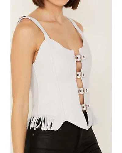 Pre-owned Understated Leather Women's Finish Line Corset - Wtop209711 In White