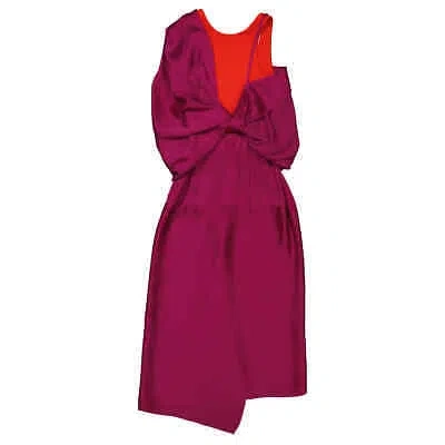 Pre-owned Atlein Ladies Purple Draped Satin And Crepe Dress