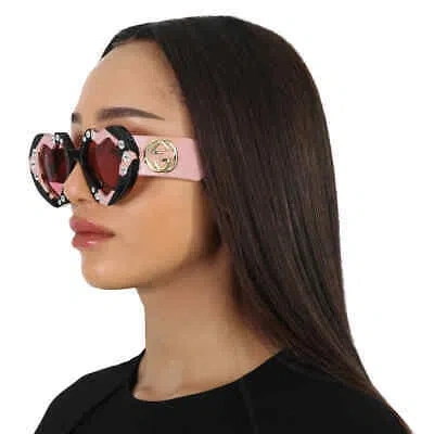 Pre-owned Gucci Red Irregular Ladies Sunglasses Gg1329s 001 48 Gg1329s 001 48