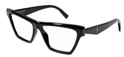 Pre-owned Saint Laurent Slm103 Opt 001 Black Black Cat-eye Women's Eyeglasses In Clear