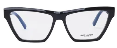 Pre-owned Saint Laurent Slm103 Opt 001 Black Black Cat-eye Women's Eyeglasses In Clear