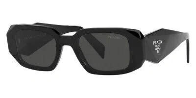Pre-owned Prada Pr 17ws Sunglasses Women Black Rectangle 49mm 100% Authentic In Gray
