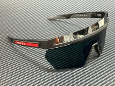 Pre-owned Prada Linea Rossa Ps 01ys 1bo03u Black Gray Men's 71 Mm Sunglasses