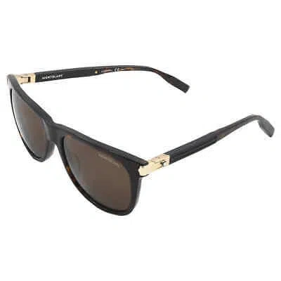Pre-owned Montblanc Brown Square Men's Sunglasses Mb0031s 003 55 Mb0031s 003 55