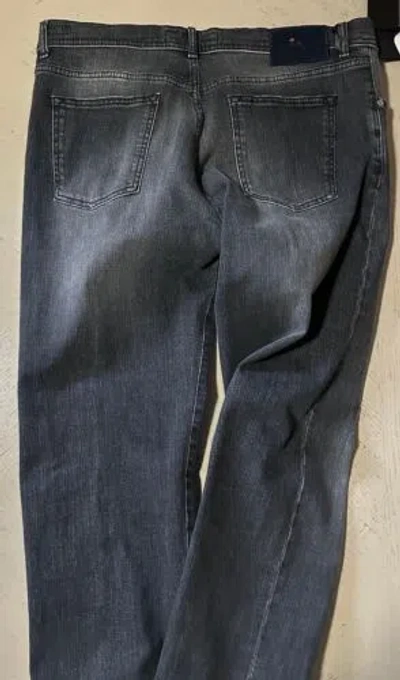 Pre-owned Kiton $1495  Men High Rise Faded Jeans Black 38 Us/54 Eu Italy