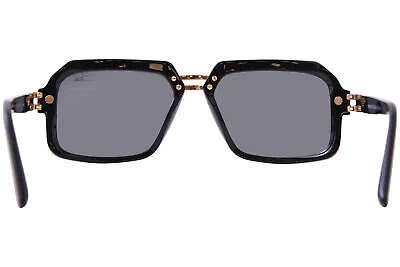 Pre-owned Cazal 6004 001sg Sunglasses Black/gold/grey Square Shape 56mm In Gray
