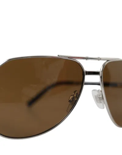 Pre-owned Dolce & Gabbana Sunglasses Dg2106 Silver Metal Framefolding Pilot Eyewear 740usd In Brown