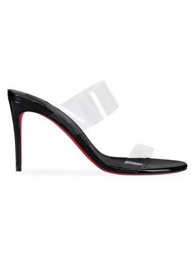 Christian Louboutin Just Nothing 85mm Patent Pvc Sandals In Black