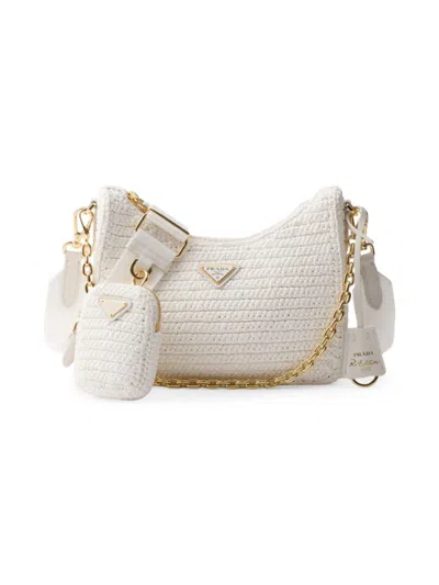 Shop Prada Women's Re-edition 2005 Crochet Bag In White