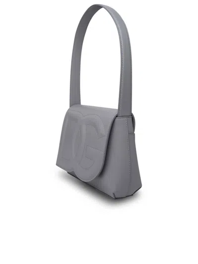 Shop Dolce & Gabbana 'dg Logo Bag' Shoulder Bag In Grey Calf Leather