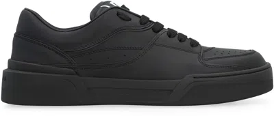 Shop Dolce & Gabbana New Roma Leather Sneakers In Black