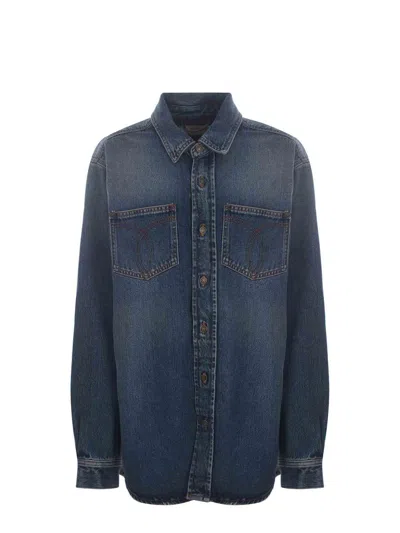 Shop Fiorucci Shirts In Denim Blu