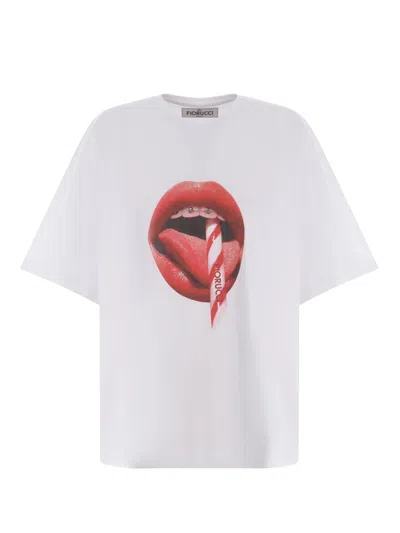 Shop Fiorucci T-shirt  "bocca" In White