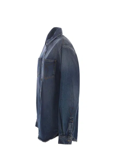 Fiorucci Camisa - Lavado Oscuro In Denim Blu