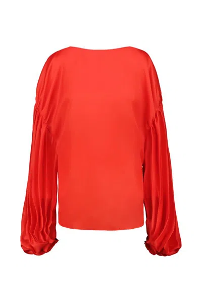 Shop Khaite Quico Top In Silk Gazar Clothing In Red