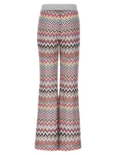 Shop Missoni Zigzag Pattern Flared Trousers In Pink