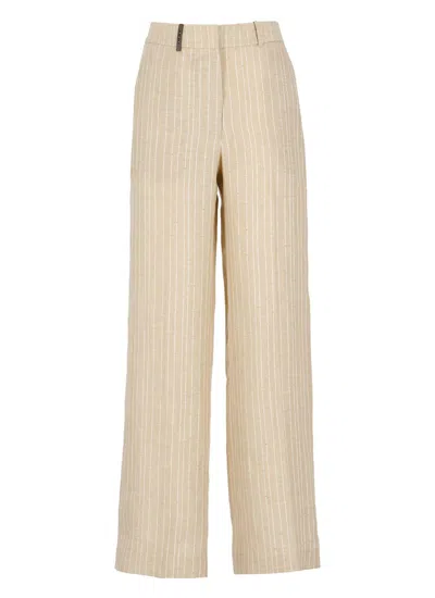 Shop Peserico Trousers Beige