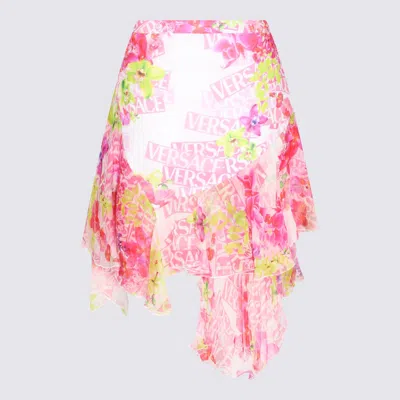 Shop Versace Skirts In Bianco+rosa
