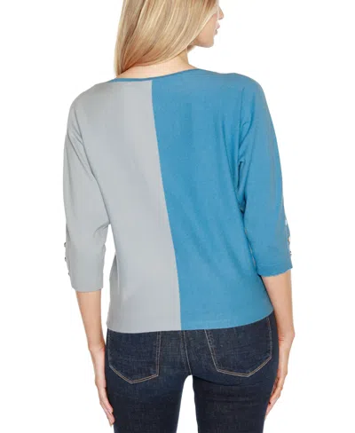 Shop Belldini Women's Colorblock 3/4-sleeve Dolman Sweater In Blmnpdbg