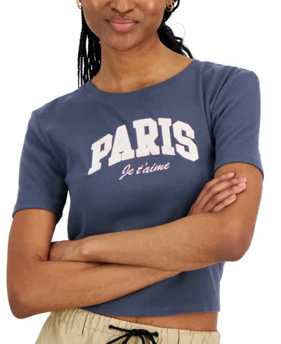 Shop Grayson Threads, The Label Juniors' Paris Baby Short Sleeve T-shirt In Gray