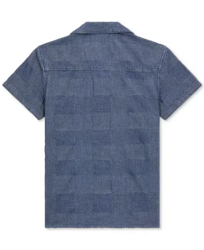 Shop Guess Big Boys Indigo Dobby Short-sleeve Cotton Shirt In Dimw-open