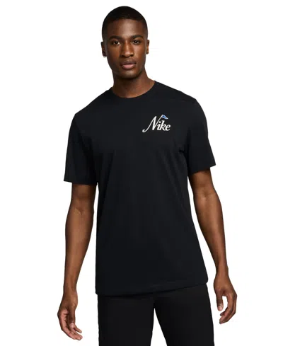 Shop Nike Men's Classic-fit Embroidered Logo Graphic Golf T-shirt In Black