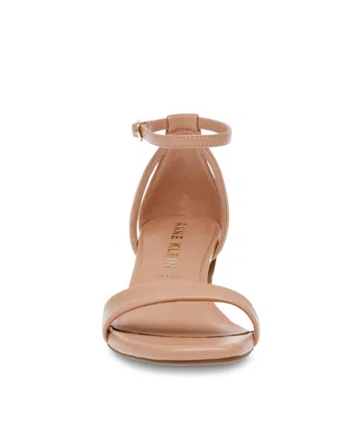 Shop Anne Klein Women's Mia Block Heel Sandals In Nude Smooth