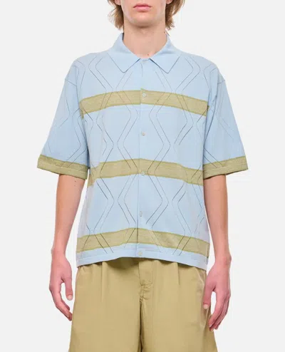 Shop Paul Smith Knitted Polo In Sky Blue
