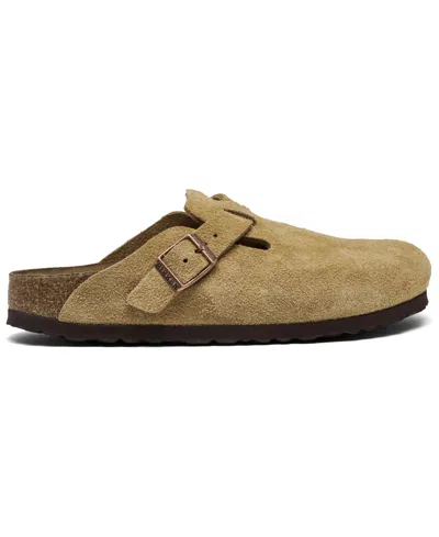 Shop Birkenstock Women's Boston Suede Leather Clogs From Finish Line In Faded Khaki