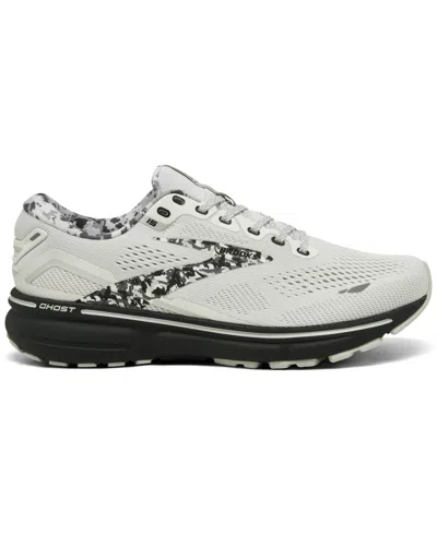 Shop Brooks Women's Ghost 15 Running Sneakers From Finish Line In White,ebony,oysteer