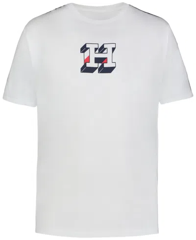 Shop Tommy Hilfiger Big Boys H-block Cotton Short-sleeve T-shirt In Fresh Whit