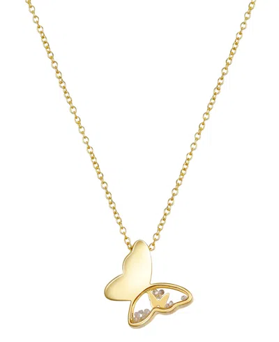 Shop Unwritten Cubic Zirconia Butterfly Shaker Pendant Necklace In Gold