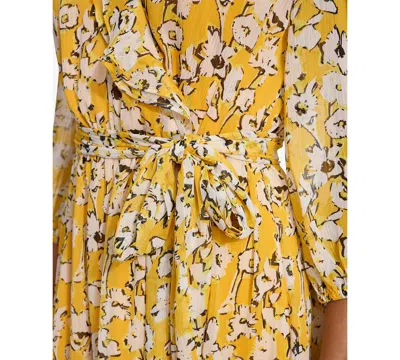 Shop Karl Lagerfeld Women's Floral-print Belted A-line Dress In Gld Fushn