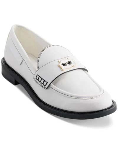 Shop Karl Lagerfeld Women's Riya Signature-band Loafers In Bright White