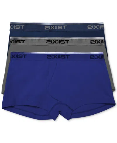 Shop 2(x)ist Men's Cotton Stretch 3 Pack No-show Trunk In Eclipse,lead,dazzling Blue