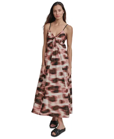 Shop Dkny Women's Cotton Voile Printed Sleeveless Tie Dress In Abtrct Dot