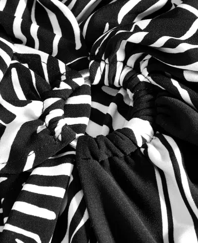 Shop Michael Kors Michael  Women's Zebra-print Faux Wrap Midi Dress, Regular & Petite In Black,white