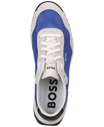 Shop Hugo Boss By  Men's Zayn Low-profile Lace-up Sneakers In Open Blue
