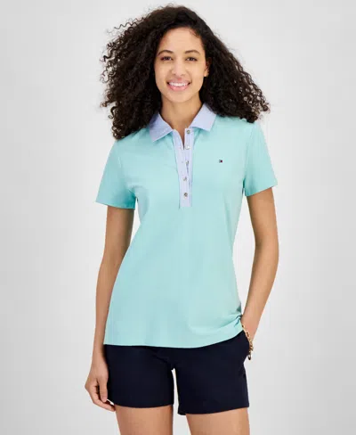 Shop Tommy Hilfiger Women's Contrast Trim Polo Shirt In Spearmint