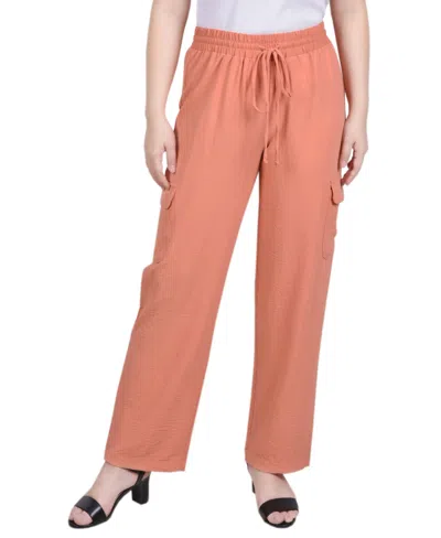 Shop Ny Collection Women's Long Pull On Cargo Pants In Tawny Orange