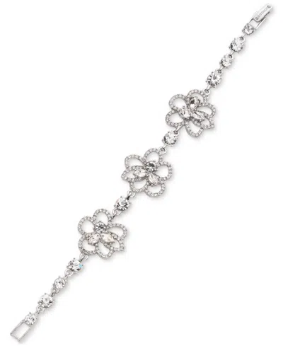 Shop Givenchy Pave & Crystal Flower Flex Bracelet In Crystal Wh