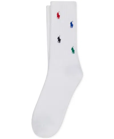 Shop Polo Ralph Lauren Men's Rainbow Pony Crew Socks In White
