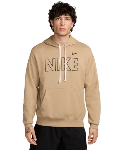 Shop Nike Men's Sportswear Club Fleece Pullover Hoodie In Khaki,(black)